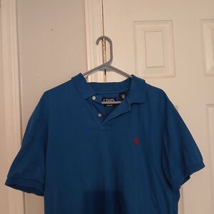 Chaps Men's Polo Shirt in Blue with Red Logo